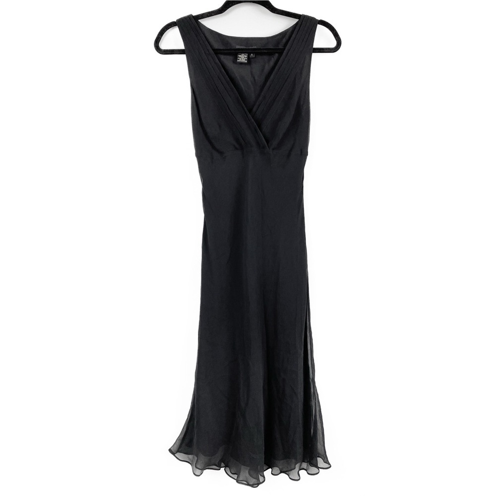 BCBG Maxazria 100% Silk Vintage Whimsigoth Fairy Goth Maxi Dress, Black - Size 6